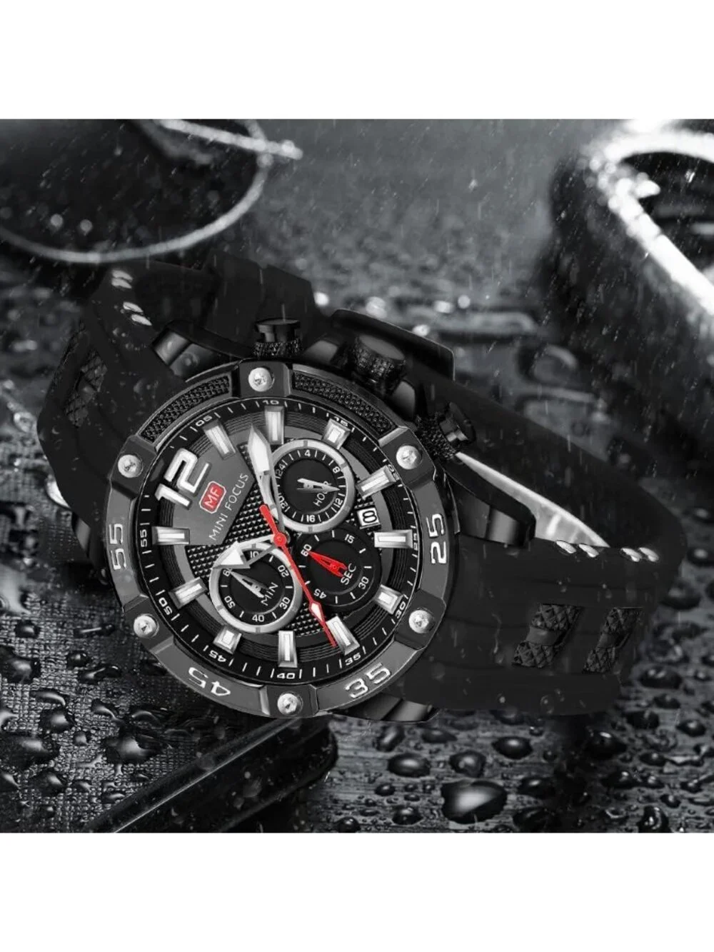 Men's Black Analog Quartz Waterproof Chronograph Classic Stylish Casual Watch